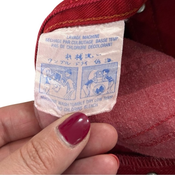Ikeda Vintage 90s Red Mom Jeans Size 28 High Straight Denim Button Fly Rare - Picture 7 of 11